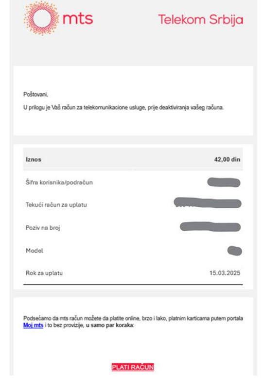 Telekom Srbija upozorila na lažne račune 2 Telekom Srbija upozorila na lažne račune 1