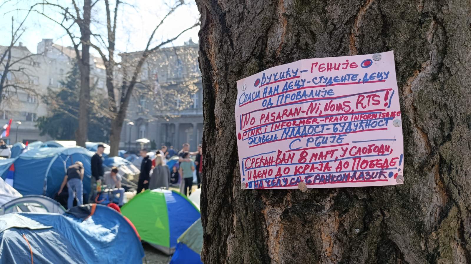 "Svadba na Pavlovićev način": Reporter Danasa ispred Predsedništva u kampu studenata koji "samo hoće da uče" (FOTO) 11