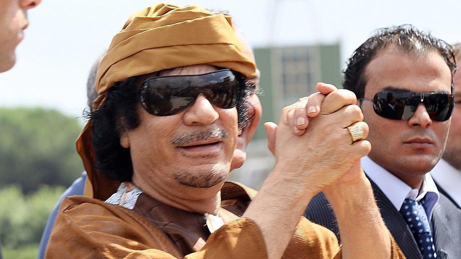 Muamer Gadafi na aerodromu Čampino 29. avgusta 2010. u Rimu