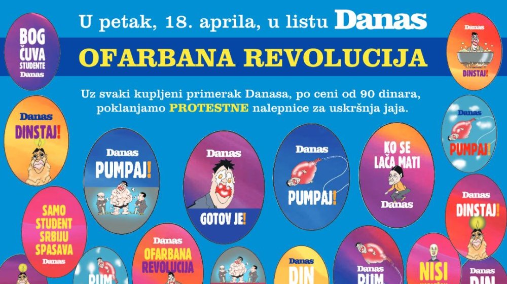 Protestne nalepnice za uskršnja jaja u Danasu na Veliki petak 1