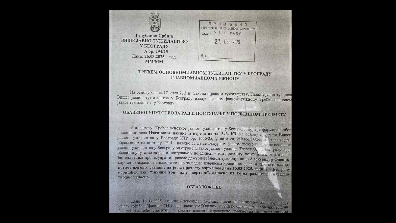 Tužilac Nenad Stefanović naložio hapšenje Aleksandra Olenika 2