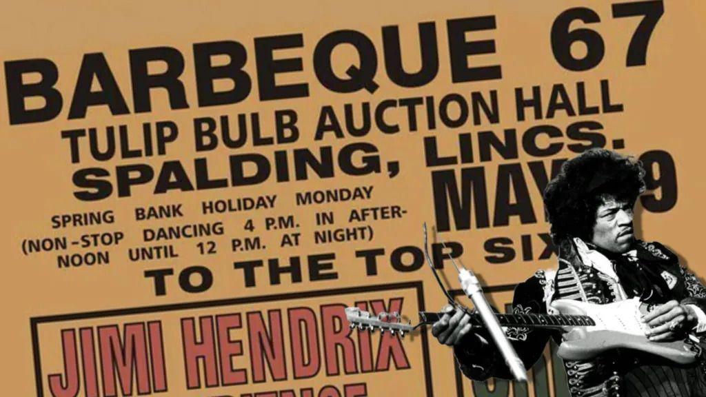 Najavni poster za 'prvi britanski rok festival' na kojem je i slika Džimija Hendriksa