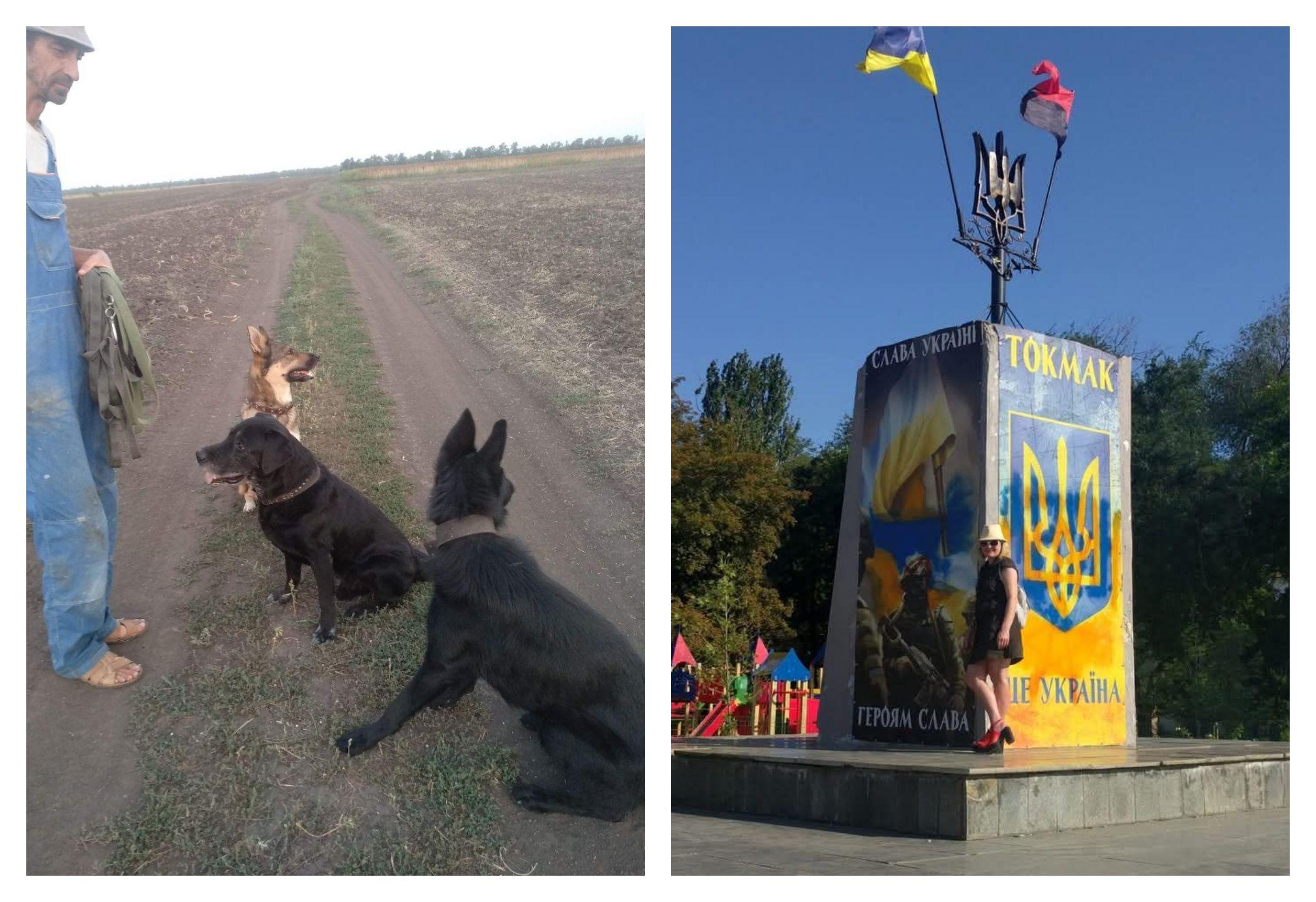 Kako su supružnici iz Rusije postali doušnici za Ukrajinu 3 Dve fotografija na kojima je Sergej na selu sa psima, i Tatjana ispred spomenika na kome je ukrajinska zastava