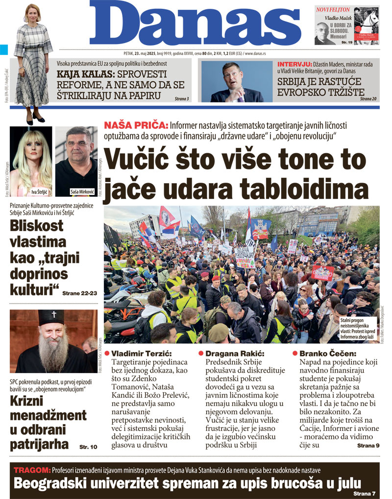Naslovna strana za 23. maj 2025. 1
