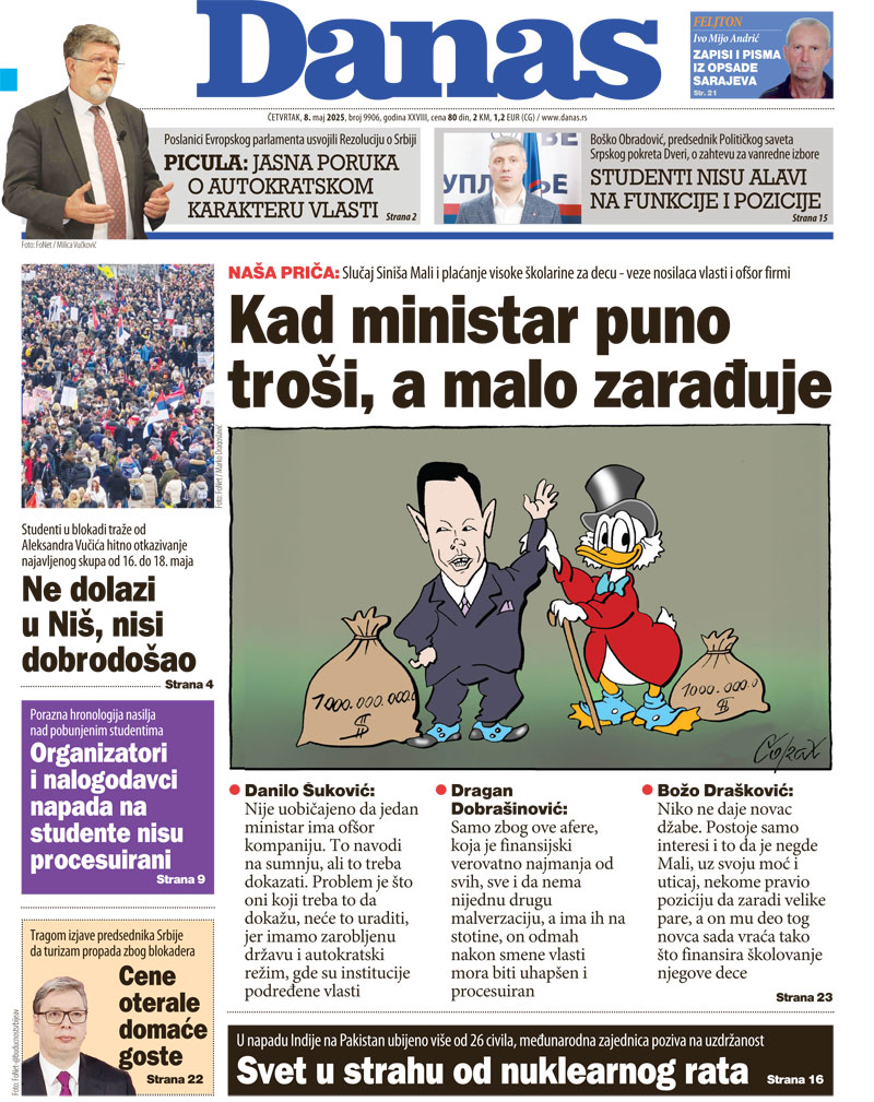 Naslovna strana za 8. maj 2025. 1
