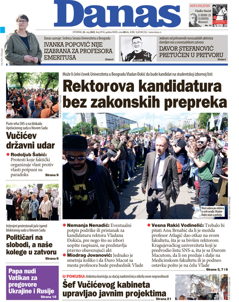 Naslovna strana za 22. maj 2025. 1