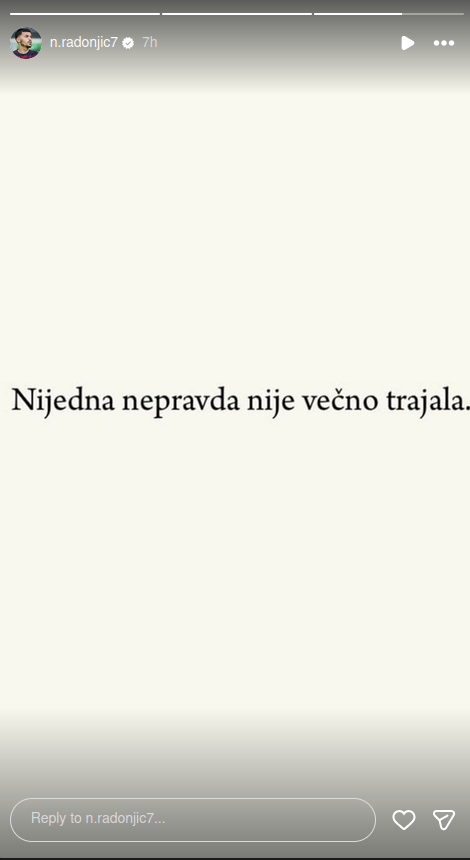 Misteriozna poruka Nemanje Radonjića posle osvajanja Kupa 2 Misteriozna poruka Nemanje Radonjića posle osvajanja Kupa 1