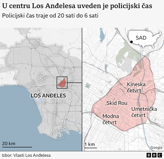 protesti u los anđelesu, nemiri u los anđelesu, policijski čas u los anđelesu