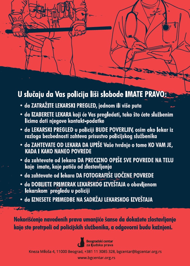Prava uhapšenih građana na lekarsku pomoć Koja su prava građana ukoliko budu uhapšeni, zlostavljani od strane policije ili napadnuti na protestu: Kome mogu da se jave za pravnu pomoć 3