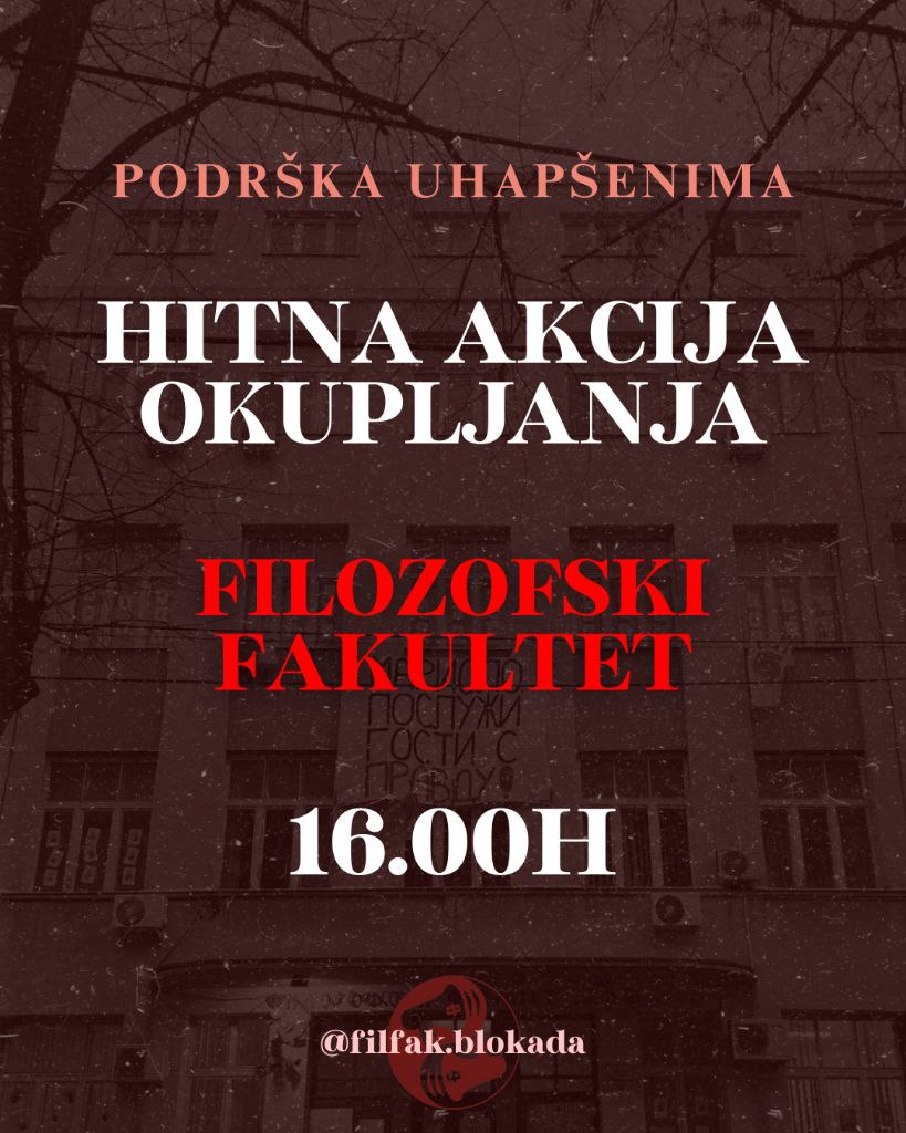 Ispred niškog Filozofskog fakulteta počelo hitno okupljanje: "Sumnjiva lica koja su hapsila studente u Beogradu stigla u Niš" 2