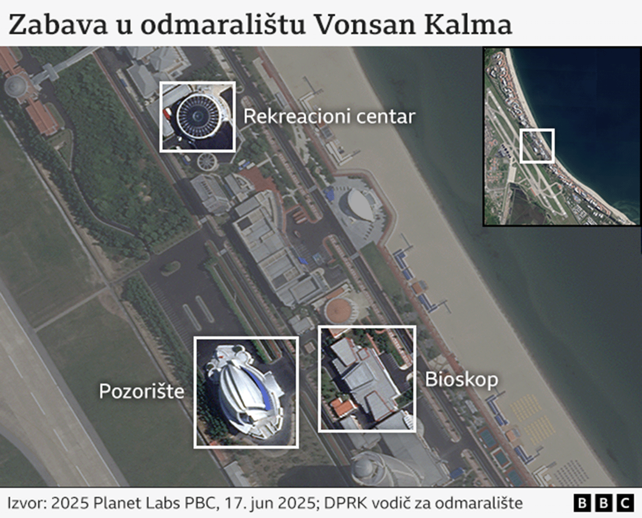 Kako Severna Koreja pokušava da privuče ruske turiste 3 satelitski snimak odmarališta na kome se vidi pozorište, bioskop i rekreacioni centar