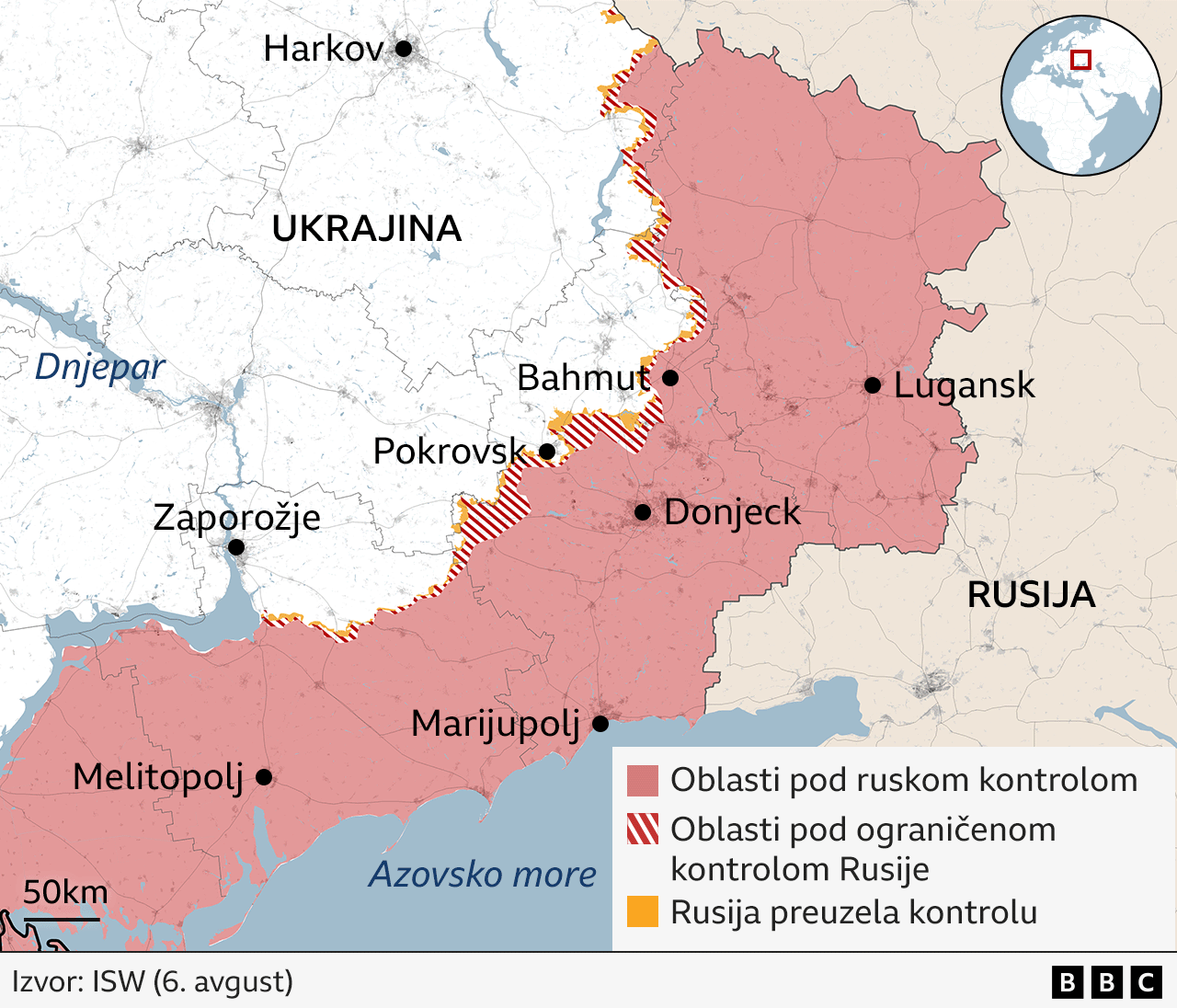 Ukrajinske granice se ne smeju nasilno menjati, kažu evropski lideri 2 mapa Ukrajine sa teritorijama koje je osvojila Rusija