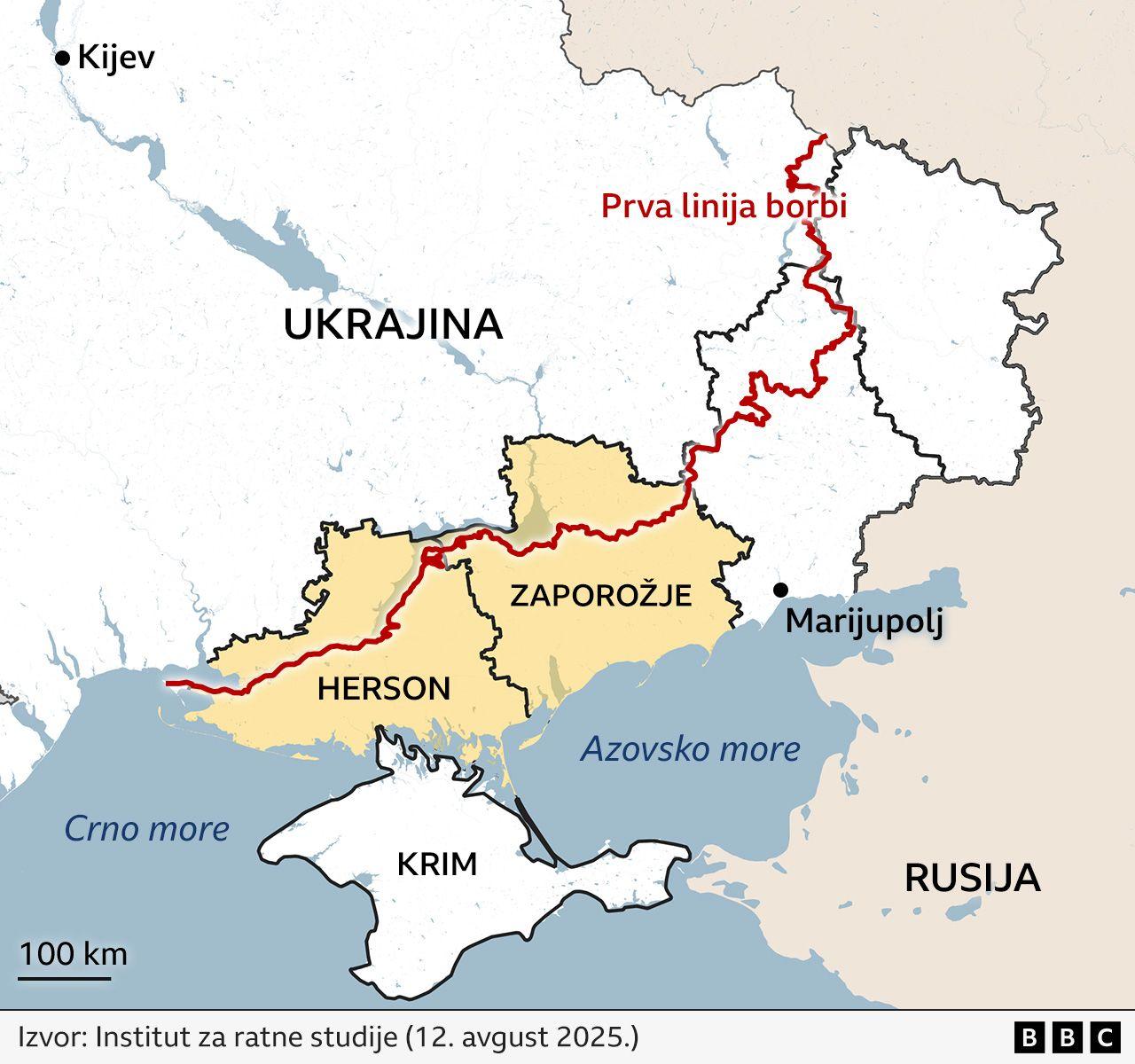 mapa hersona i zaporožja