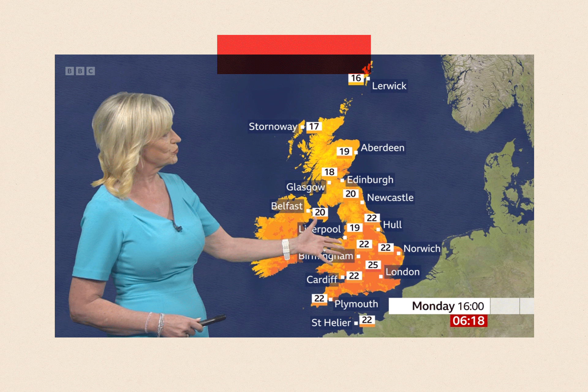 Zašto se čini da prezenteri vremenske prognoze često greše 4 Kerol Kirkvud pokazuje vremensku prognozu