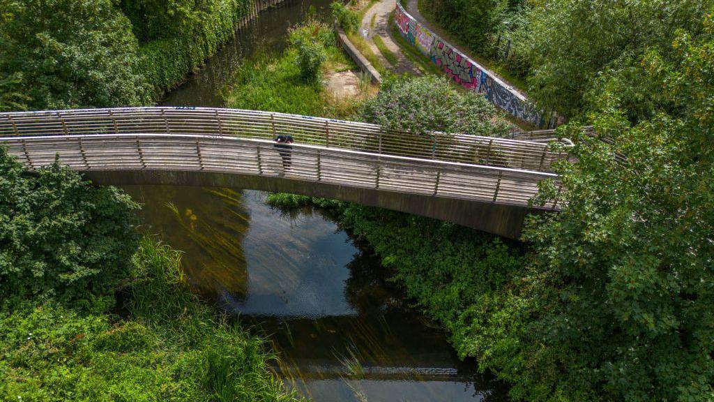 Mostić iznad reke u šumi