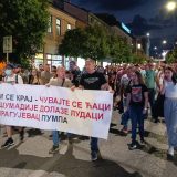 (VIDEO, FOTO) Protest "Gde smo ono stali?": Novopazarci blokirali magistralu ka Crnoj Gori, žandarmerija potisnula građane iz Cvijićeve nakon razbijanja stakla na prostorijama SNS 4