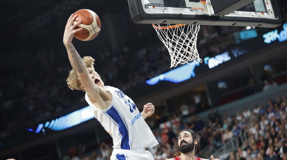 Mika Murinen i Goga Bitadze, Finska - Gruzija, Evrobasket