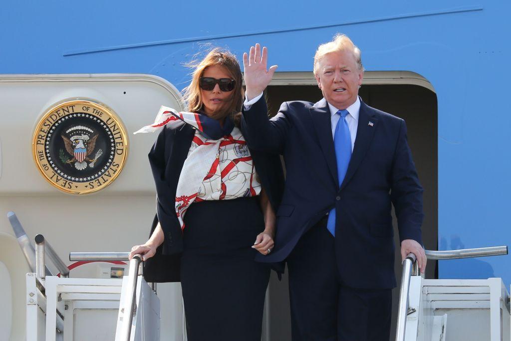 Melanija i Donald Tramp stižu u posetu Britaniji 3. juna 2019. tokom prvog Trampovog predsedničkog mandata