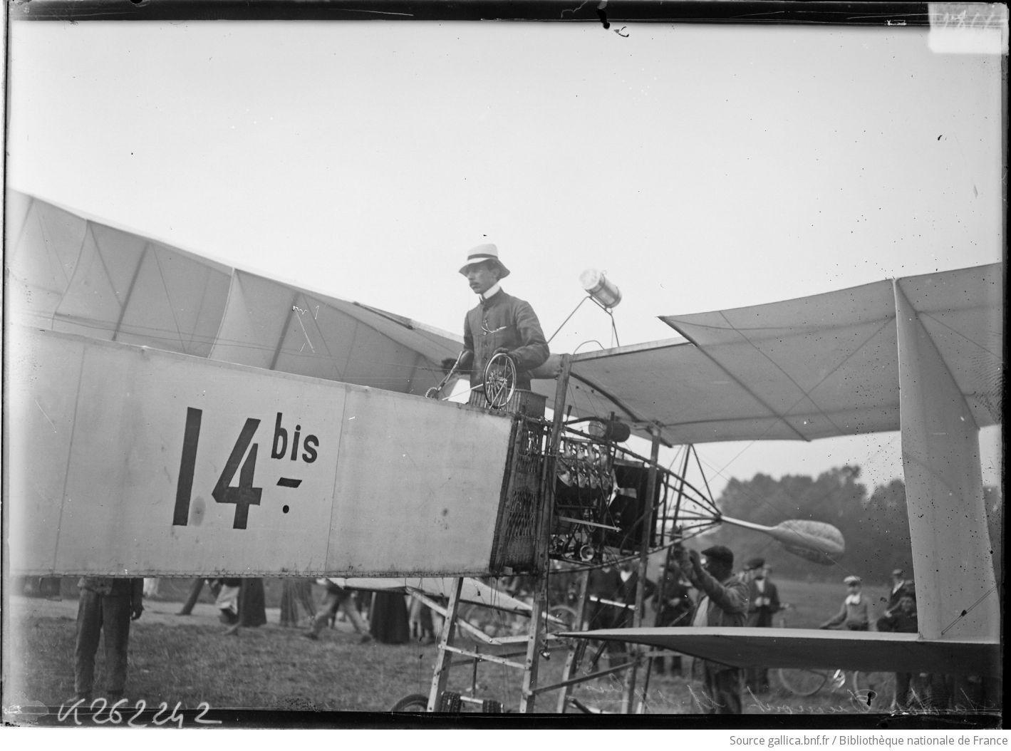 Santos Dumont at the 14-bis in Neuilly-Saint-James, France