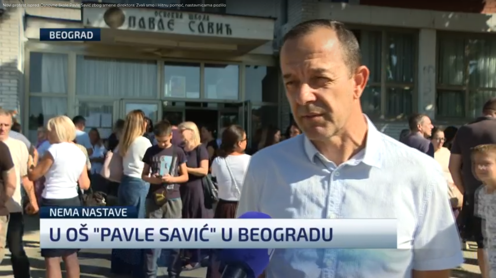 "Zvali smo i Hitnu pomoć, nastavnicama pozlilo": Novi protest ispred OŠ "Pavle Savić" zbog smene direktora (VIDEO) 1