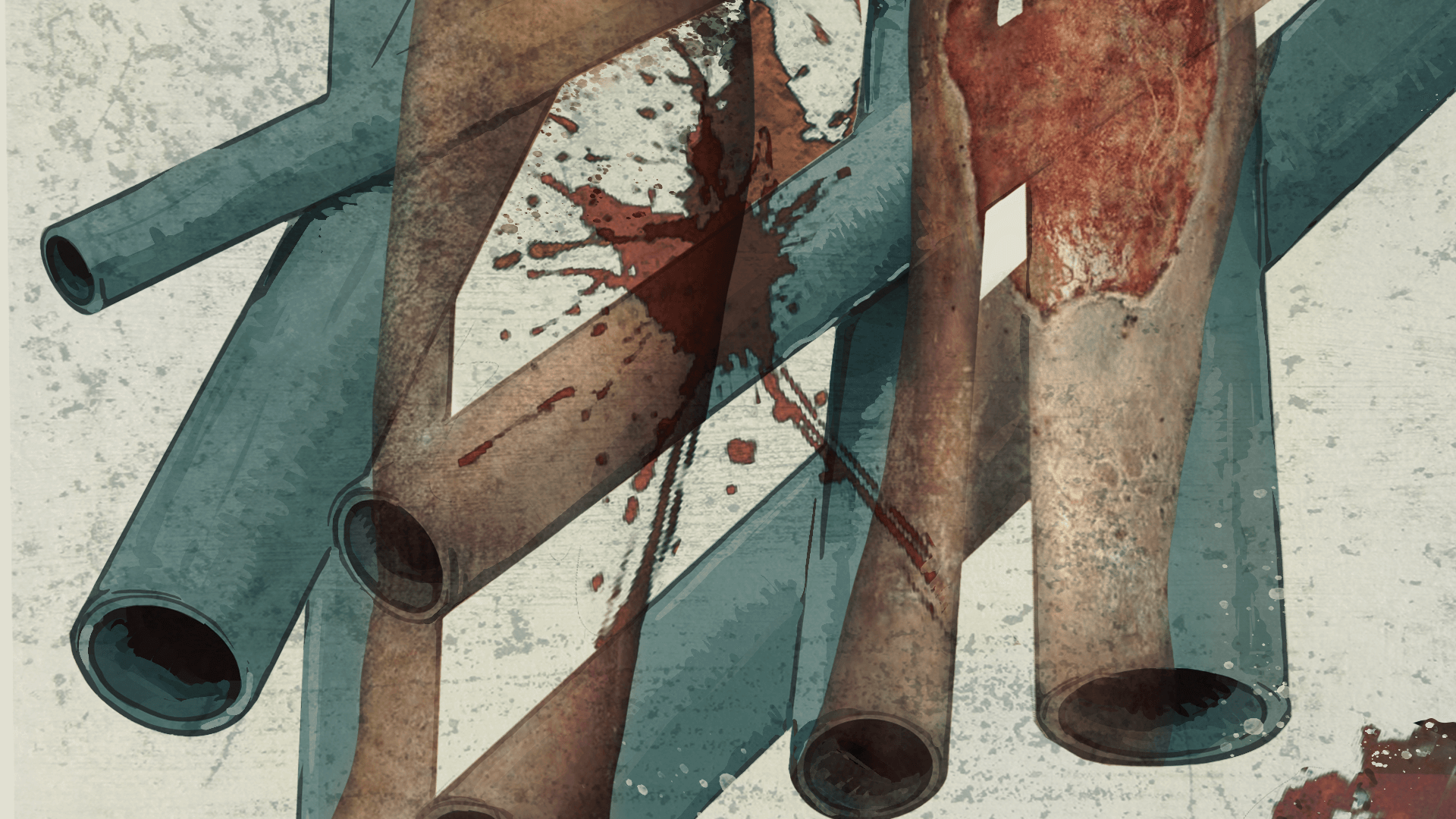 'Tamo vas ubijaju polako': Ukrajinski zarobljenici o ozloglašenom ruskom zatvoru 3 Ilustracija teških cevi i slike krvavih nogu koje su pogođene cevima