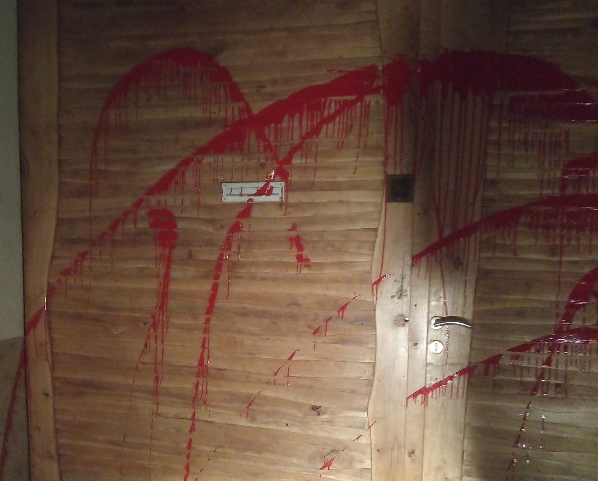 Uništena kuća aktivistkinje u Odžacima: Nepoznati vandali išarali fasadu crvenom bojom, ostavili i otiske crvene šake 3