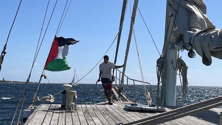 Ognjen Marković na brodu Adara dok su plovili ka Gazi