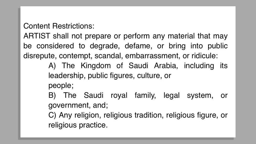 Masni vicevi u Saudijskoj Arabiji: Iza kulisa kontroverznog festivala komedije 3 Navodne zabrane predočene komičarima koji nastupaju u Rijadu