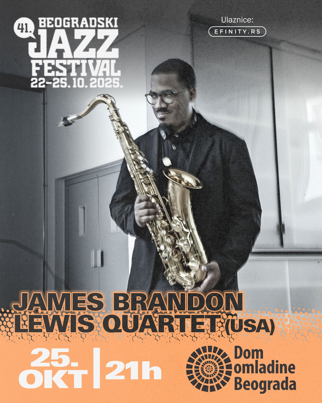 Džez muzičar godine zatvara 41. Beogradski džez festival: Džejms Brendon Luis 25. oktobra u Domu omladine 2 Džez muzičar godine zatvara 41. Beogradski džez festival: Džejms Brendon Luis 25. oktobra u Domu omladine 1