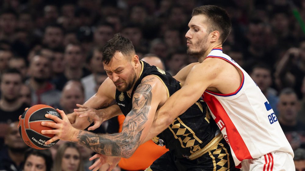 Donatas Motiejunas i Filip Petrušev na meču Crvena zvezda - Monako