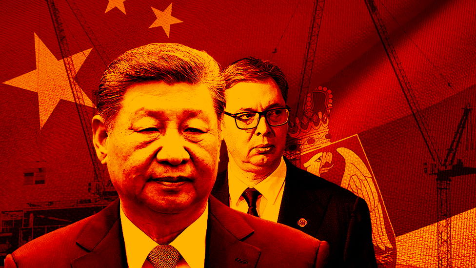 Koliko je Srbija dužna Kini 1 si đinping i aleksandar vućić, ilustracija predsednika Kine i Srbije, ilustracija Si Đinping i Aleksandar Vučić i zastave kine i srbije