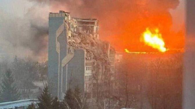 ruski napad na zapad ukrajine, zgrada u plamenu u ternopolju