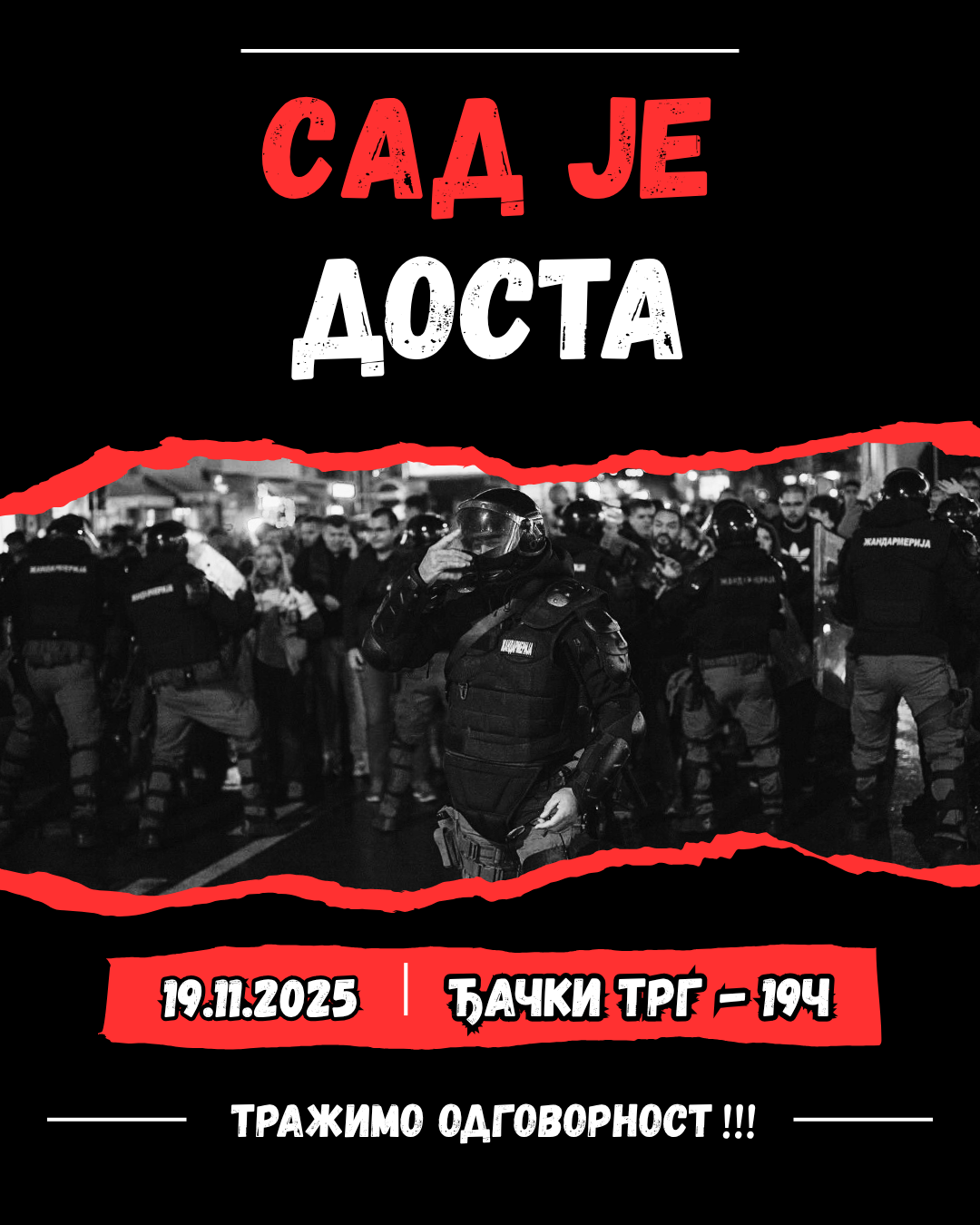 Koliko još možeš da ćutiš? Sad je dosta: Protest zbog prebijanja studenata na Đačkom trgu u Kragujevcu 2