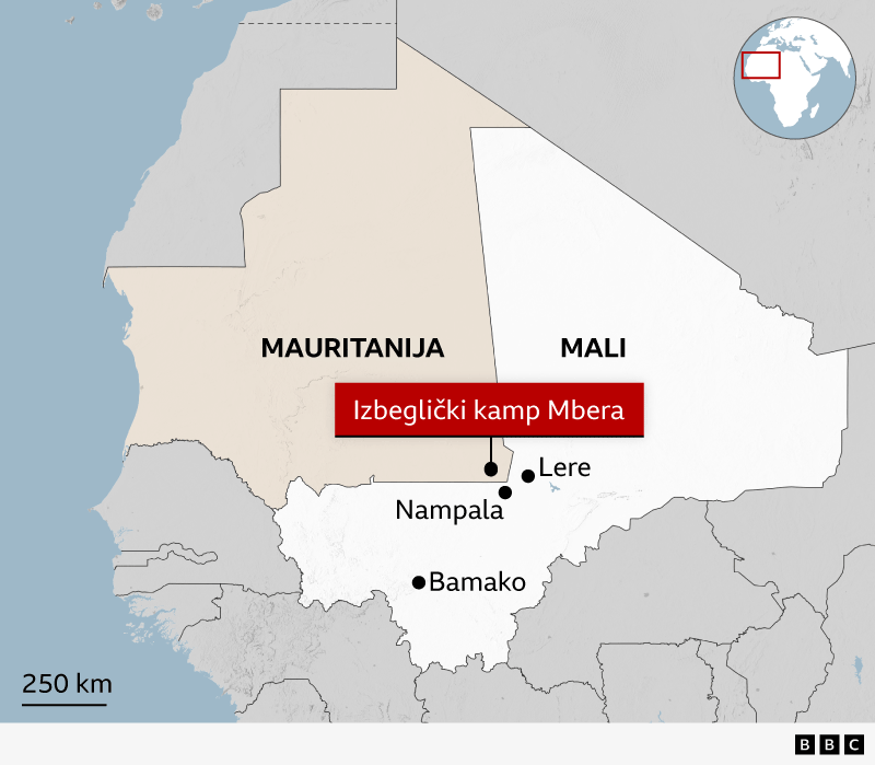 Mapa Malija i Mauritanije, gde je Mali 