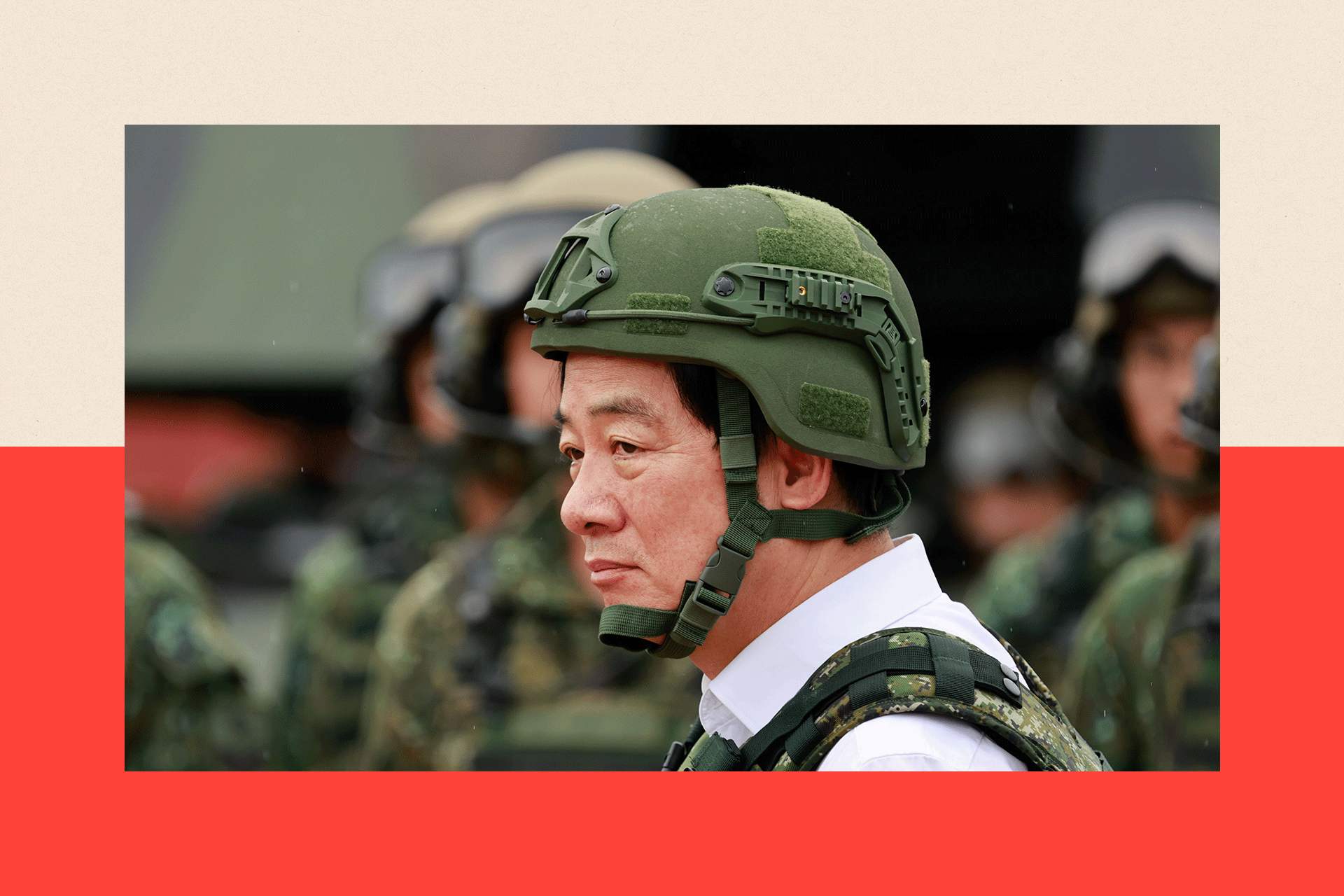 Lažna krv i simulacija raketnog napada: Kako se Tajvan priprema za kineski napad 8 Taiwanese President William Lai in army gear, including a green helmet