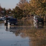 Izlivanje vode u Ulici Veselina Masleše u Novom Sadu FOTO: 021.rs / Sanja Đorđević