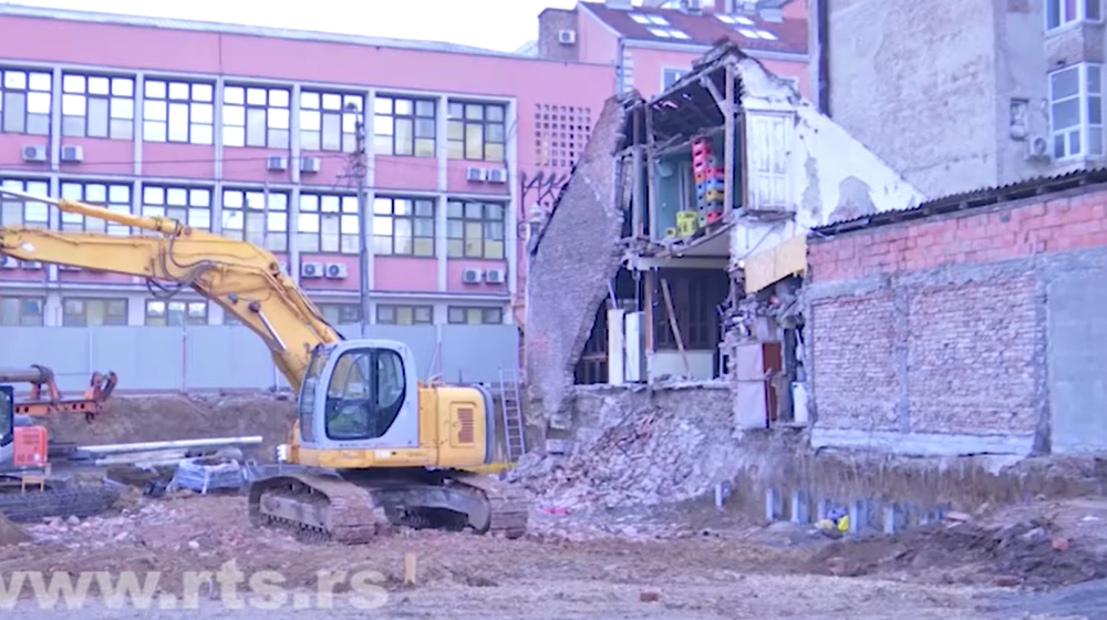 Urušeni deo kuće na Vračaru FOTO: RTS screenshot