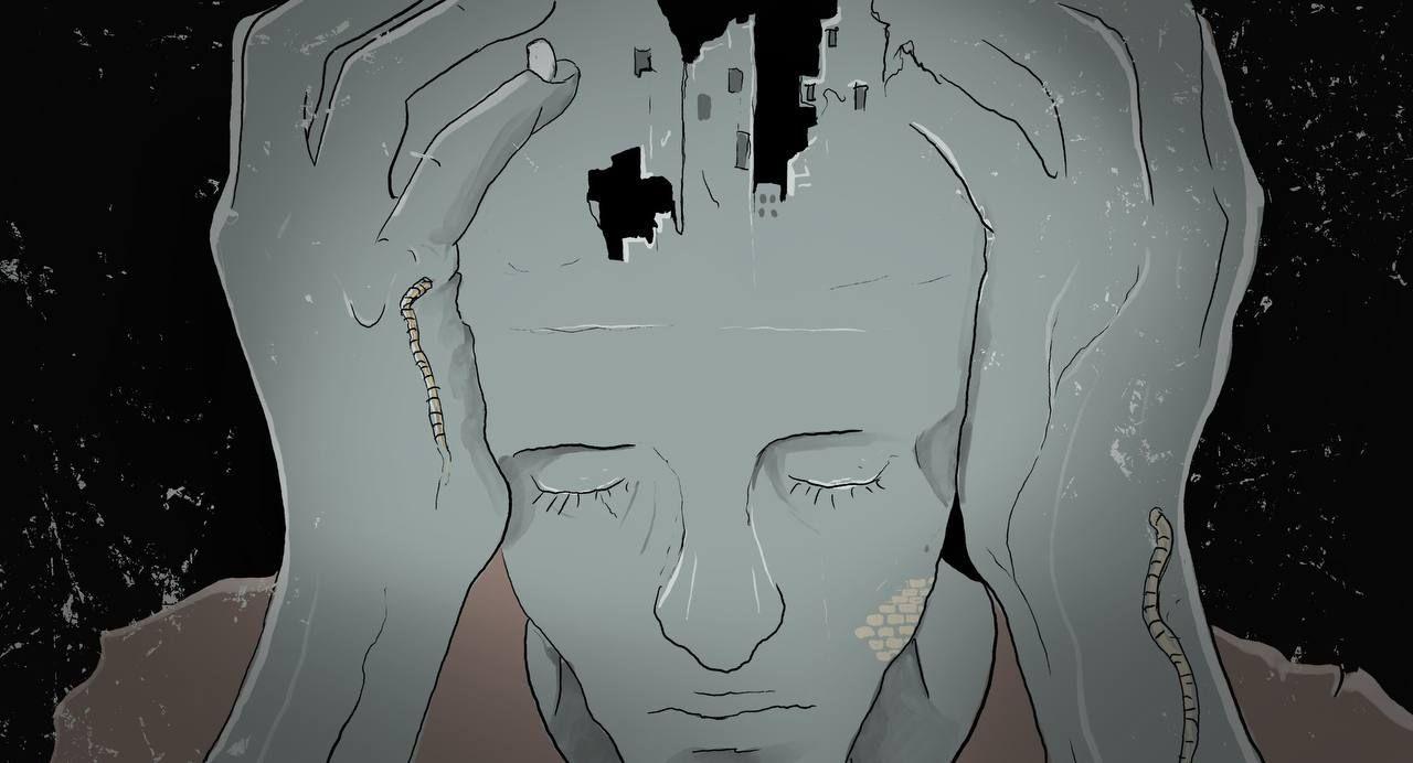 ilustracija mupkarca koji se drži za glavu prepunu rupa