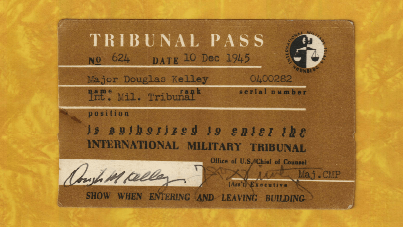 Fotografija lične karte koju je Nirnberški tribunal dao Daglasu Keliju