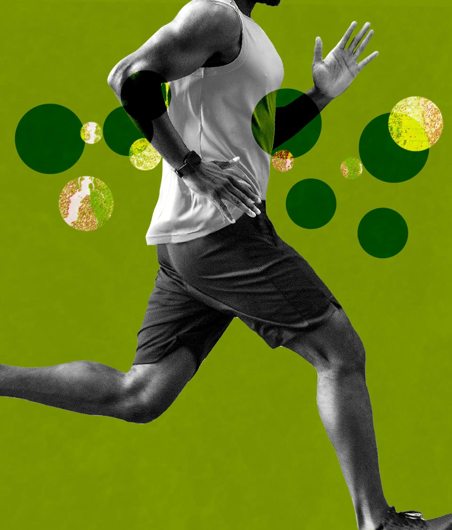 muškarac trči na zelenoj pozadini 