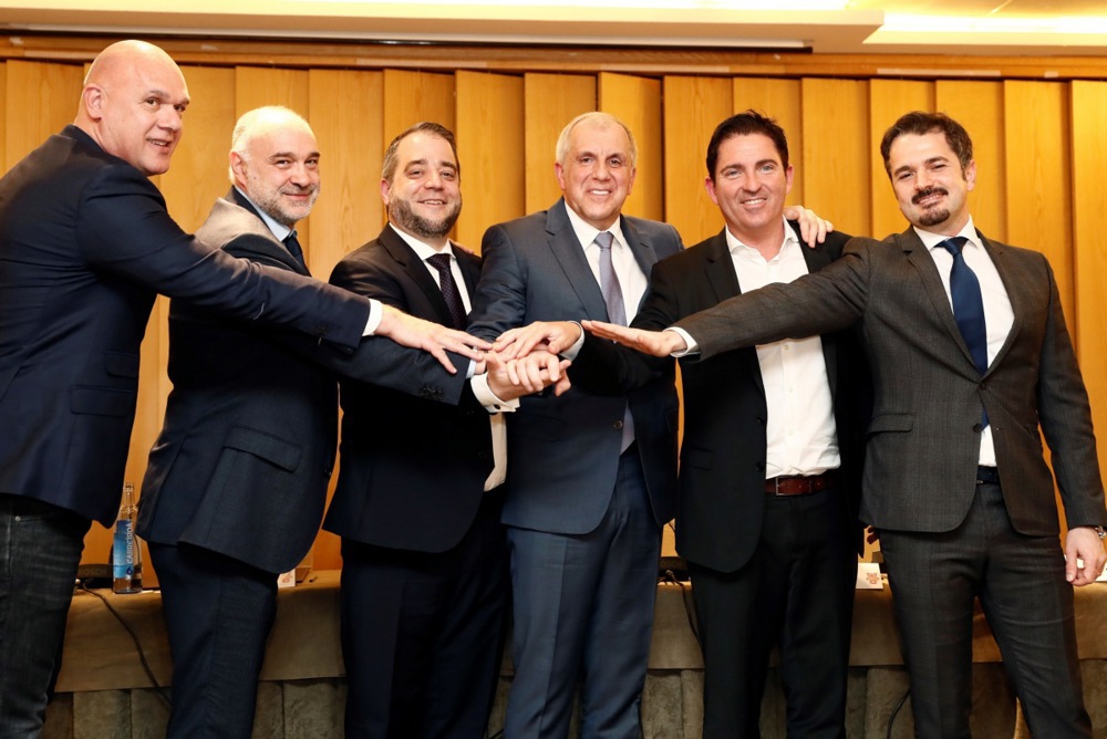 Neven Spahija, Pablo Laso, Goran Šašić, Željko Obradović, Čavi Paskval i Ahmet Čaki - Evroliga Bord trenera, 2019. godina