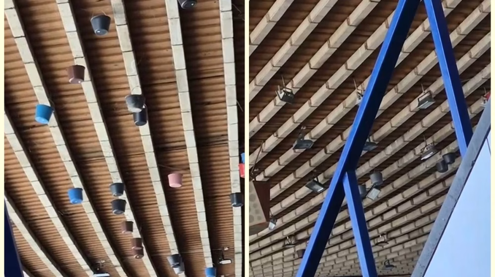 Sa plafona glavne hale SC "Pinki" vise plastične kofe 1