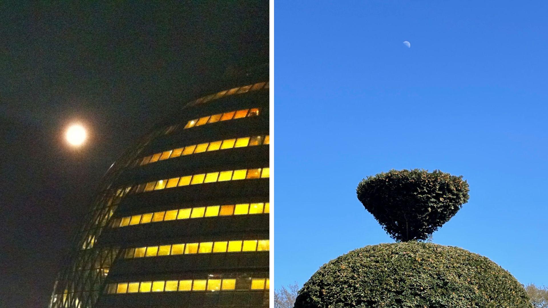 Ako se ostavi na automatskim podešavanjima, telefon će često preeksponirati Mesec noću. Fotografisanje po danu pomaže, ali Mesec i dalje može da izgleda sićušno