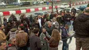 Protest podrške ispred Palate pravde za devetoro uhapšenih nakon Vidovdanskog protesta 19 Protest ispred Palate pravde FOTO: N1