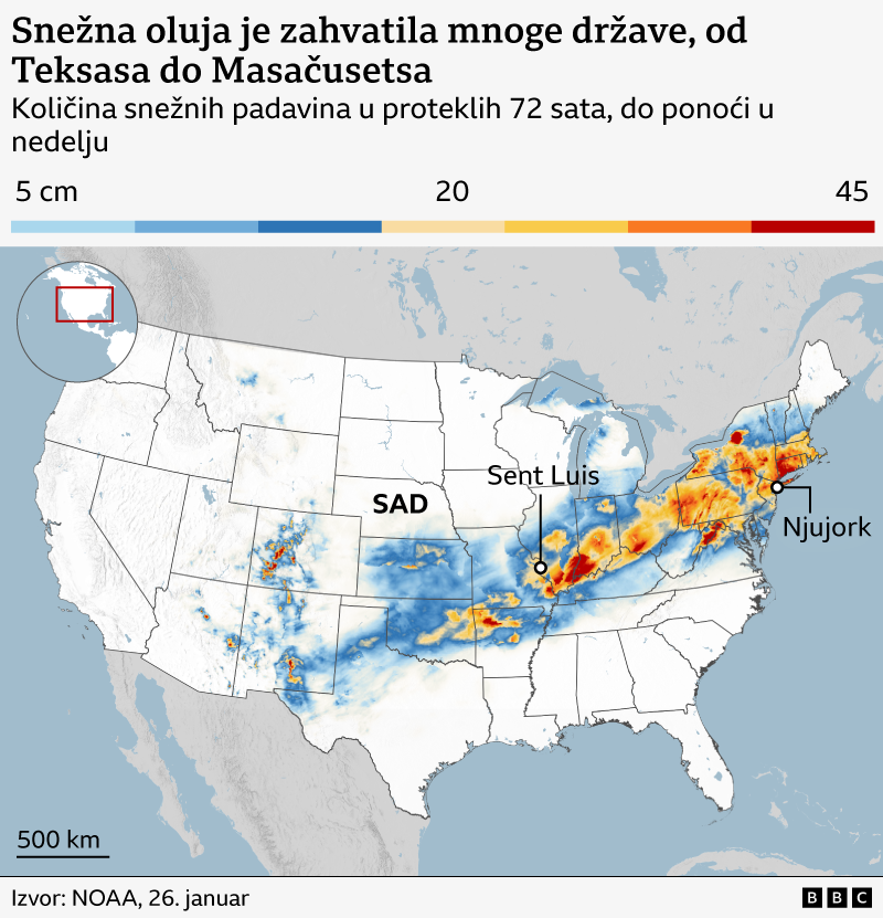 Snežna oluja paralisala Ameriku: Najmanje 17 mrtvih, stotine hiljada bez struje 2 snežna oluja u americi, mećava u americi, koje američke države je zahvatila snežna oluja