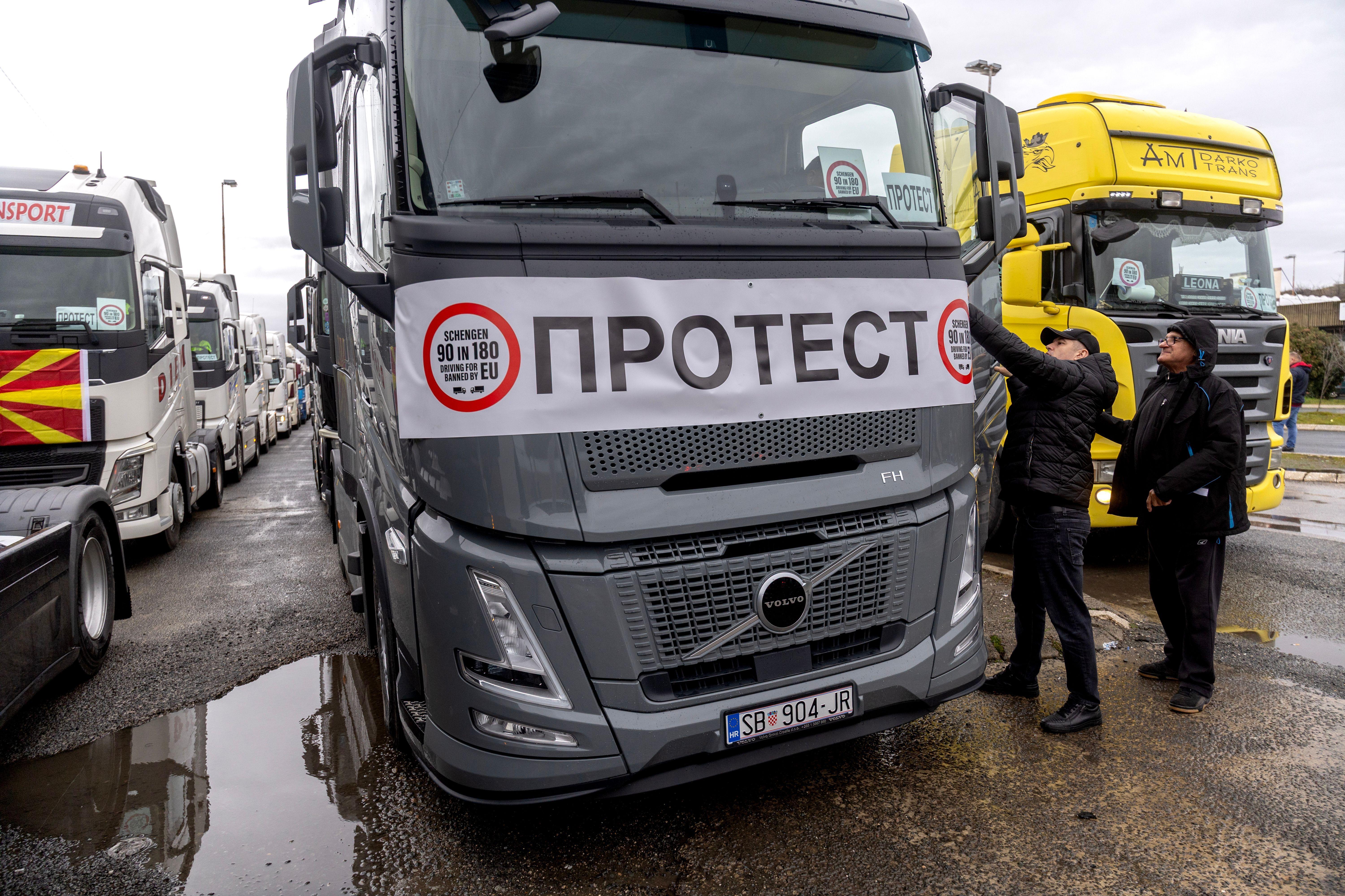 protest kamiondžija na graničnom prelazu Đevđelija, između Severne Makedonije i Grčke