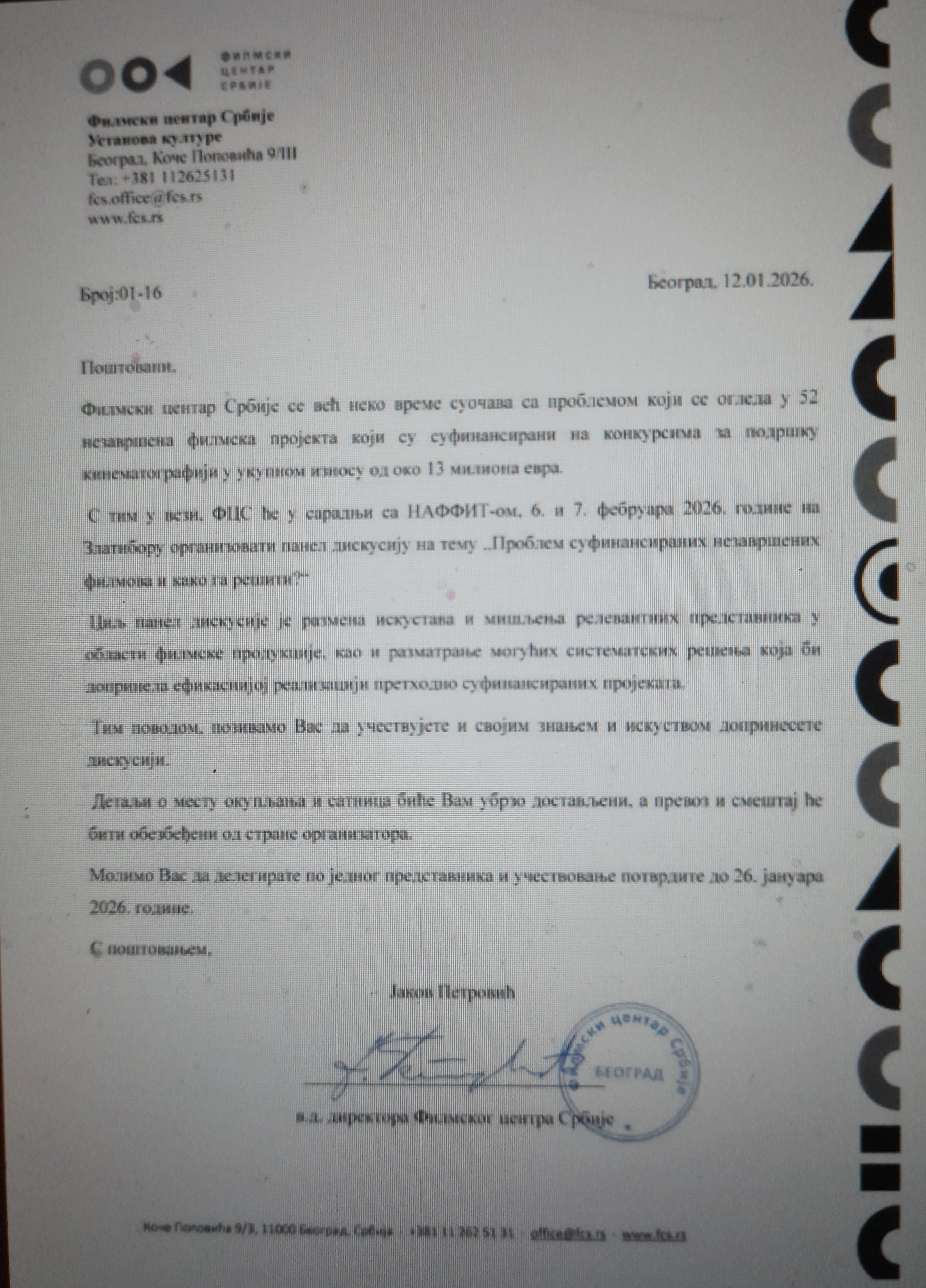 Goran Marković: Bilo bi sramno da moje kolege prihvate poziv FCS za Zlatibor i bilo kakvu vezu sa ministrom kulture optuženim za kriminalne radnje 1