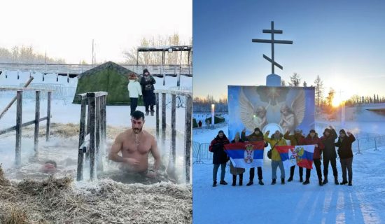 Bogojavljenje na -30: Momci iz Srbije se potopili u zaleđenu rusku reku, evo kako se pliva u ekstremnim uslovima 8