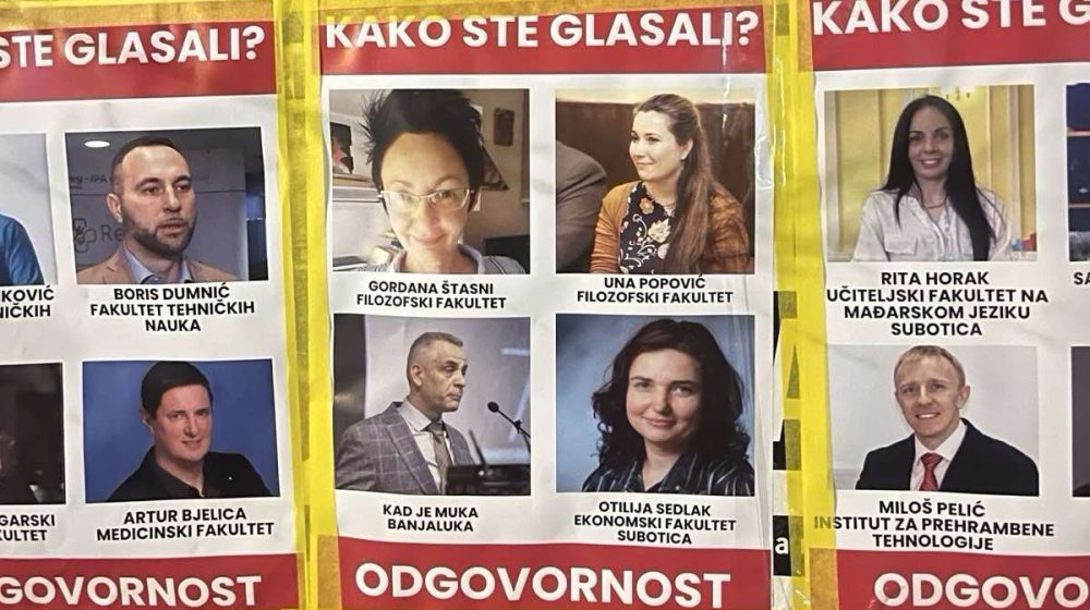 Osvanuli plakati sa imenima i fotografijama članova Senata univerziteta u Novom Sadu: "Kako ste glasali?", "Odgovornost" 1