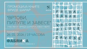 Promocija knjige Fride Šarar „Vrtovi, pilule i zavese" 26. januara u SKCNS Fabrici 12 Promocija knjige Fride Šarar „Vrtovi, pilule i zavese" 26. januara u SKCNS Fabrici 8